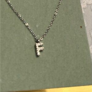 Elegant Silver tone cubic zirconia Initial Necklace 20 inch